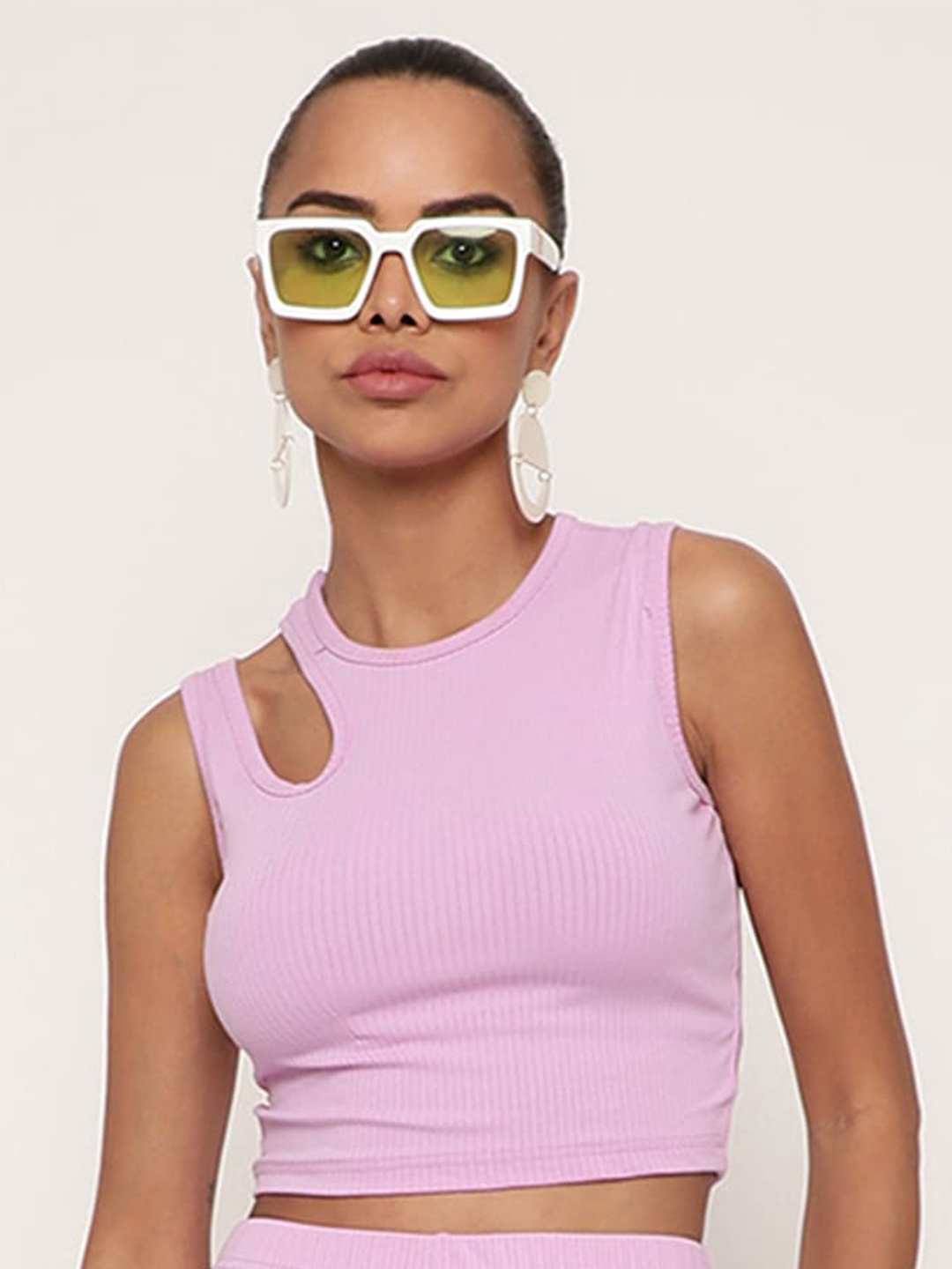 

BAESD Sleeveless Cut Out Crop Top, Lavender