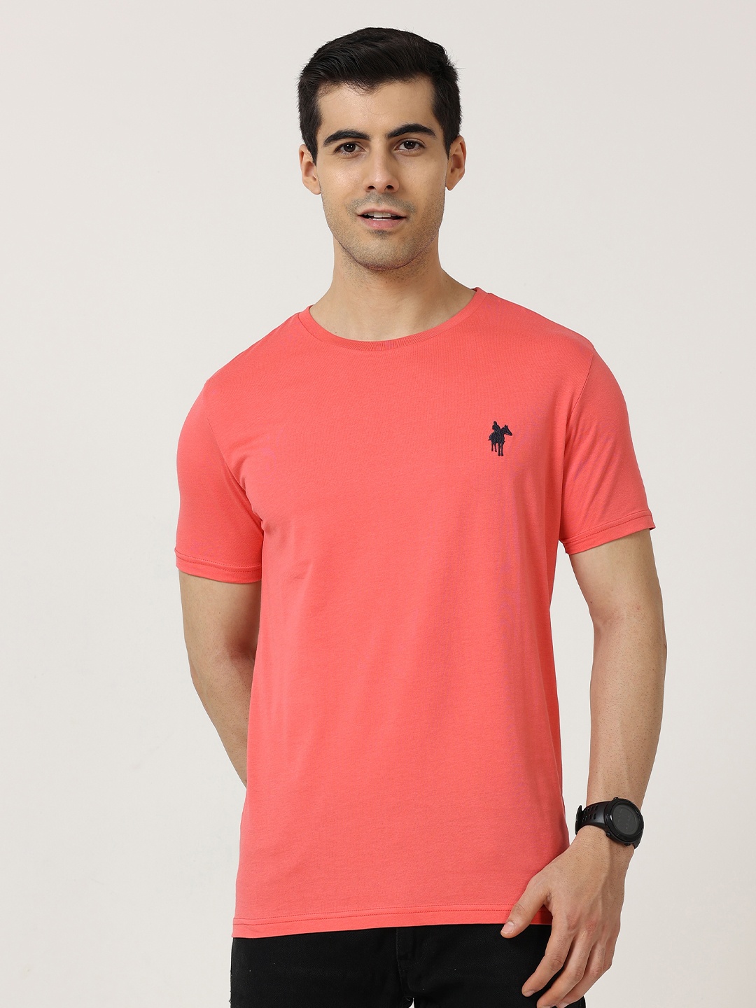 

Masculino Latino Round Neck Regular Fit Cotton T-shirt, Pink