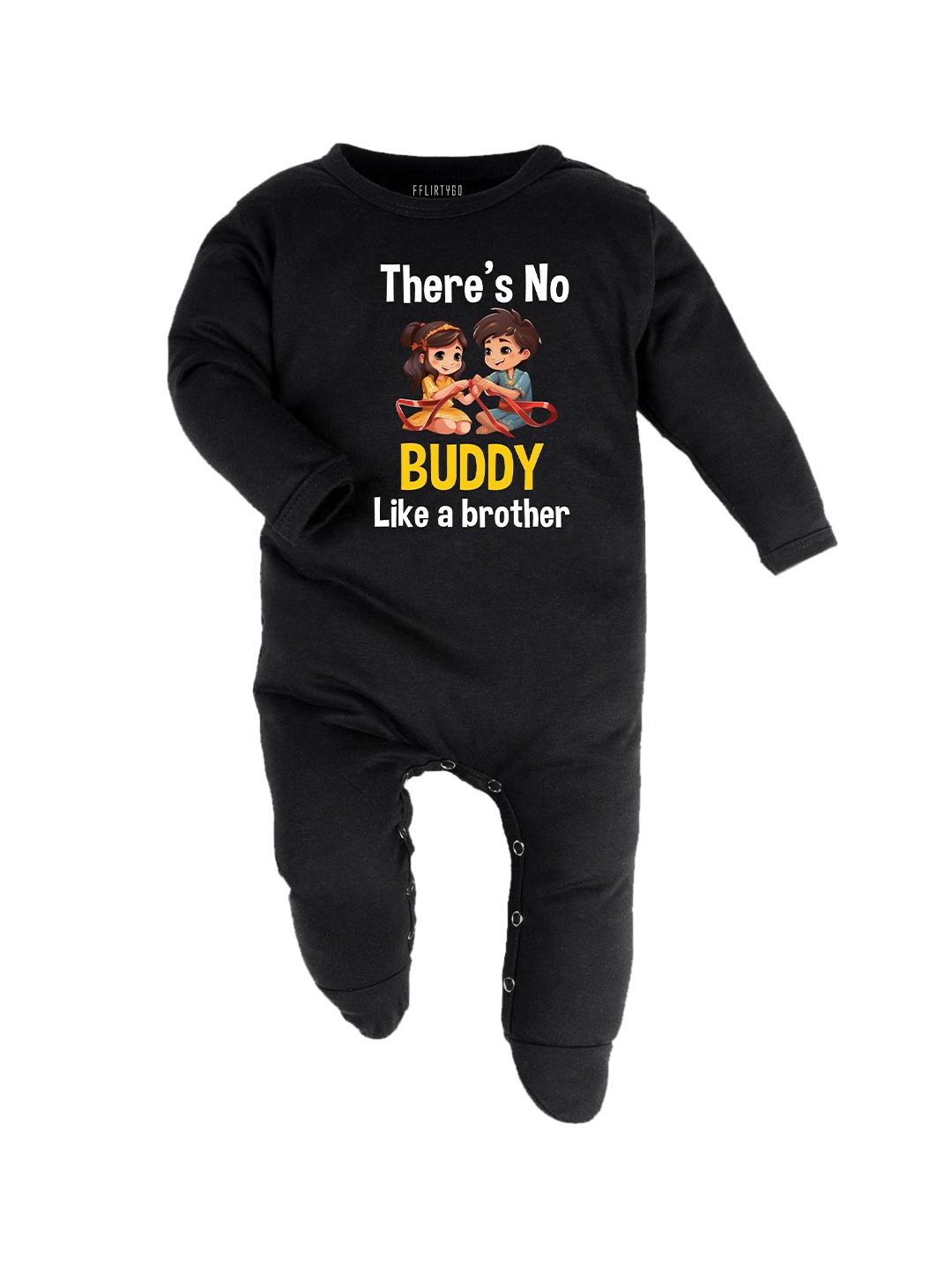 

FFLIRTYGO Infant Unisex Typography Printed Pure Cotton Sleepsuit, Black