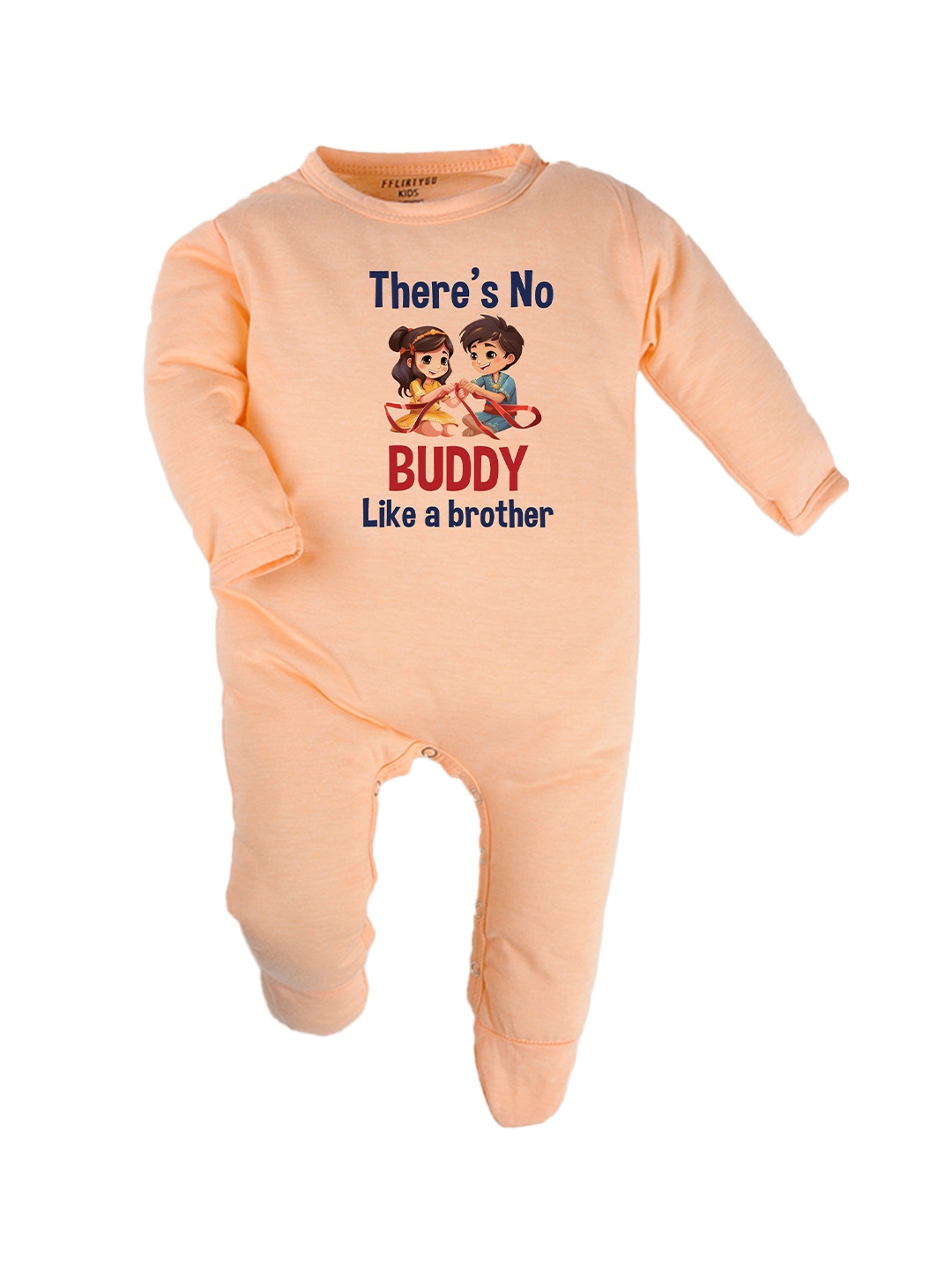 

FFLIRTYGO Infant Unisex Typography Printed Cotton Sleepsuit, Peach