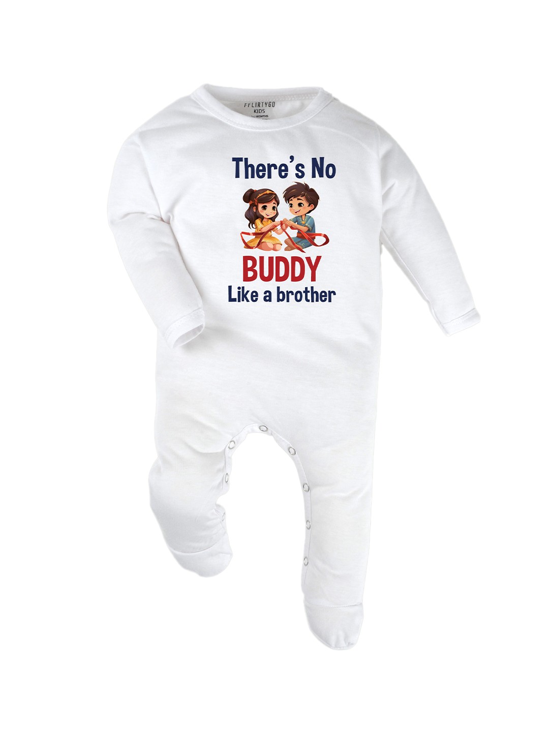

FFLIRTYGO Infant Kids Typography Printed Cotton Rompers, White