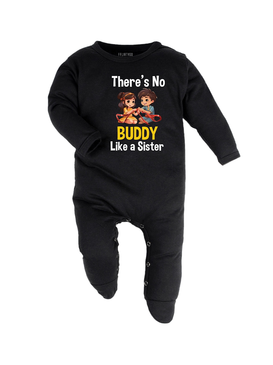 

FFLIRTYGO Infant Unisex Typography Printed Cotton Sleepsuit, Black