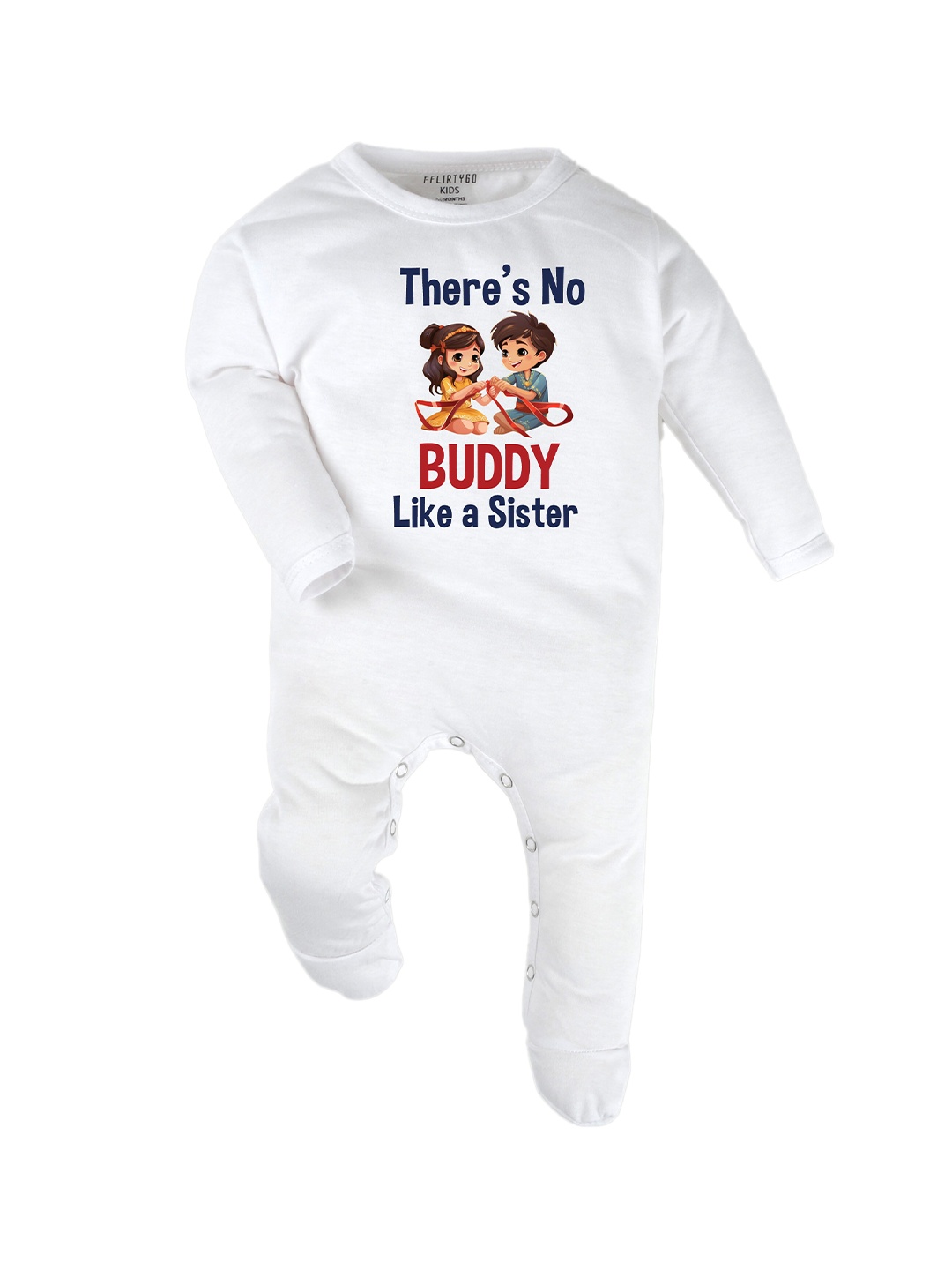 

FFLIRTYGO Infant Kids Typography Printed Cotton Rompers, White