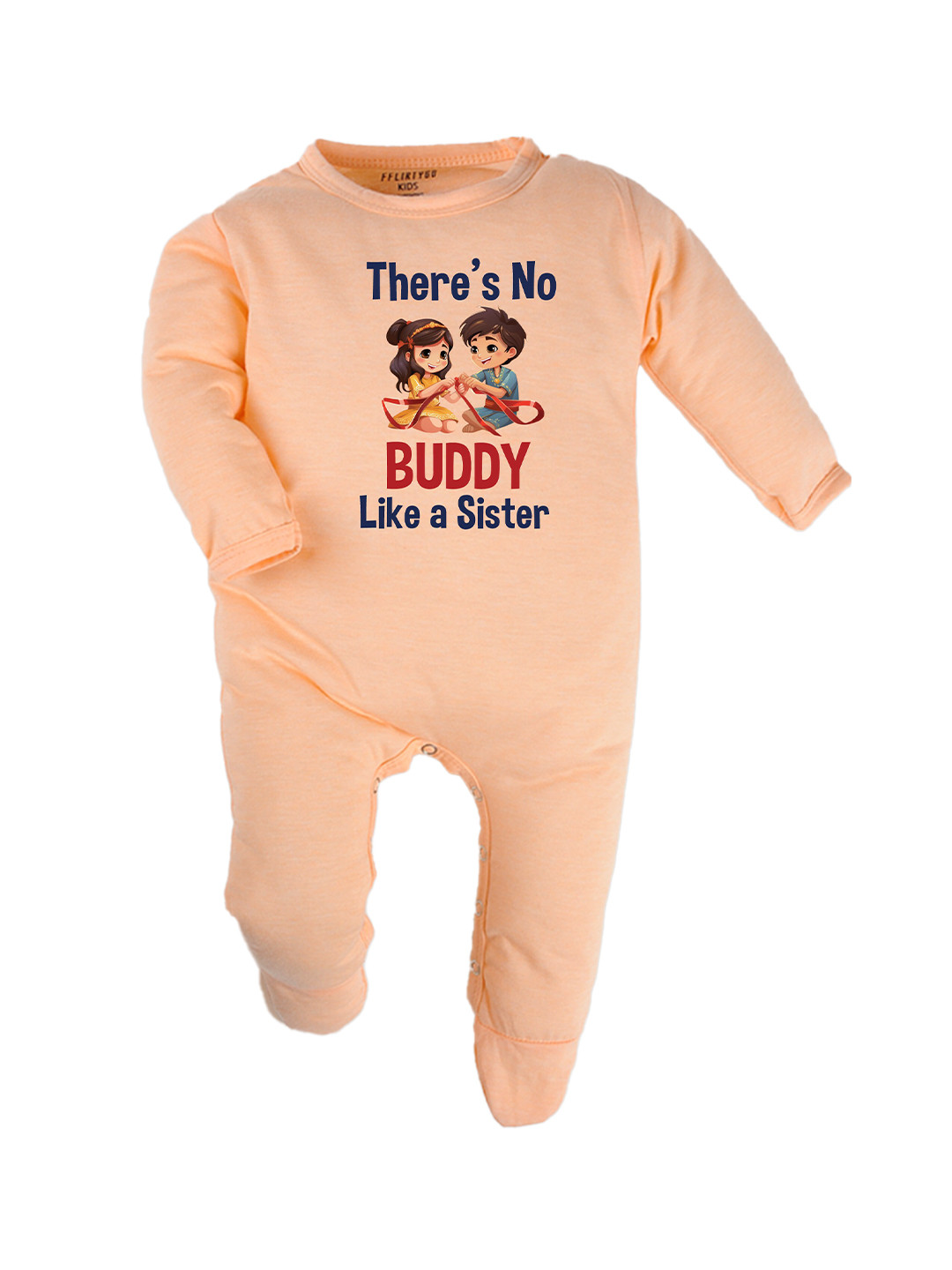 

FFLIRTYGO Infants Typography Printed Cotton Sleepsuit, Peach