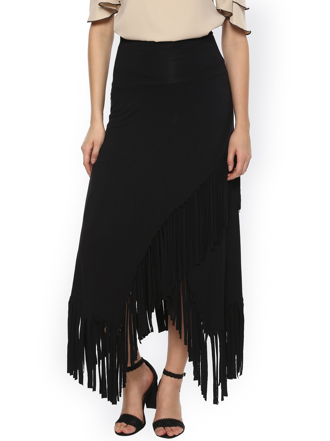 

StyleStone Women Black Wrap Skirt