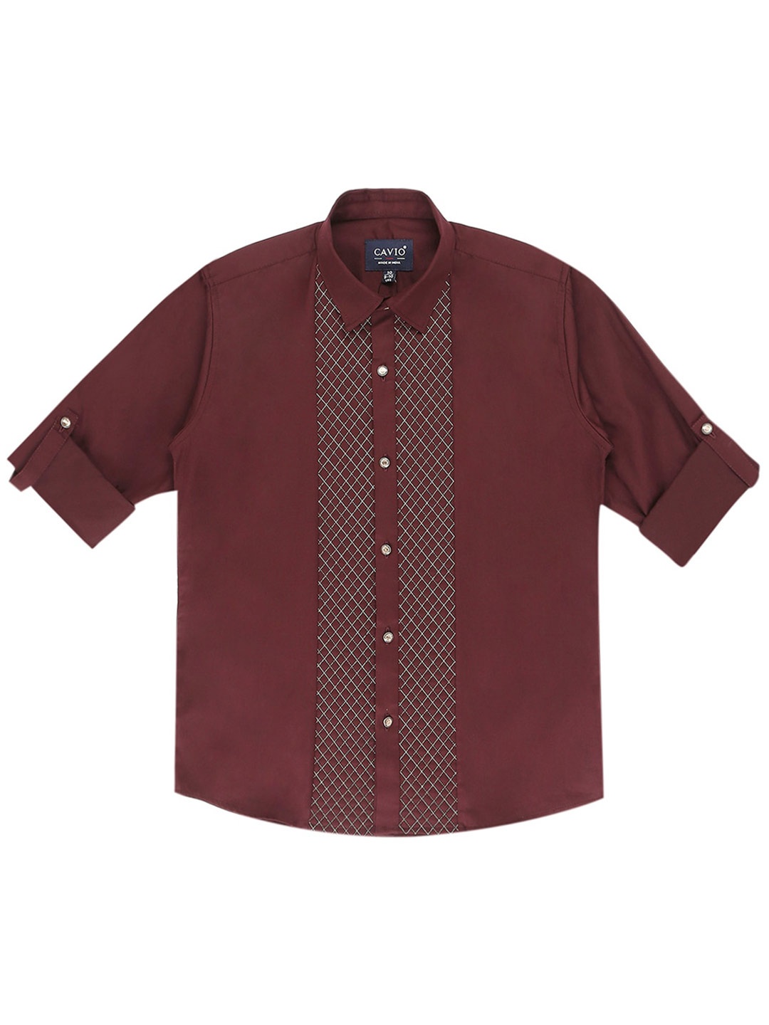 

CAVIO Boys Comfort Spread Collar Roll-Up Sleeves Cotton Casual Shirt, Violet