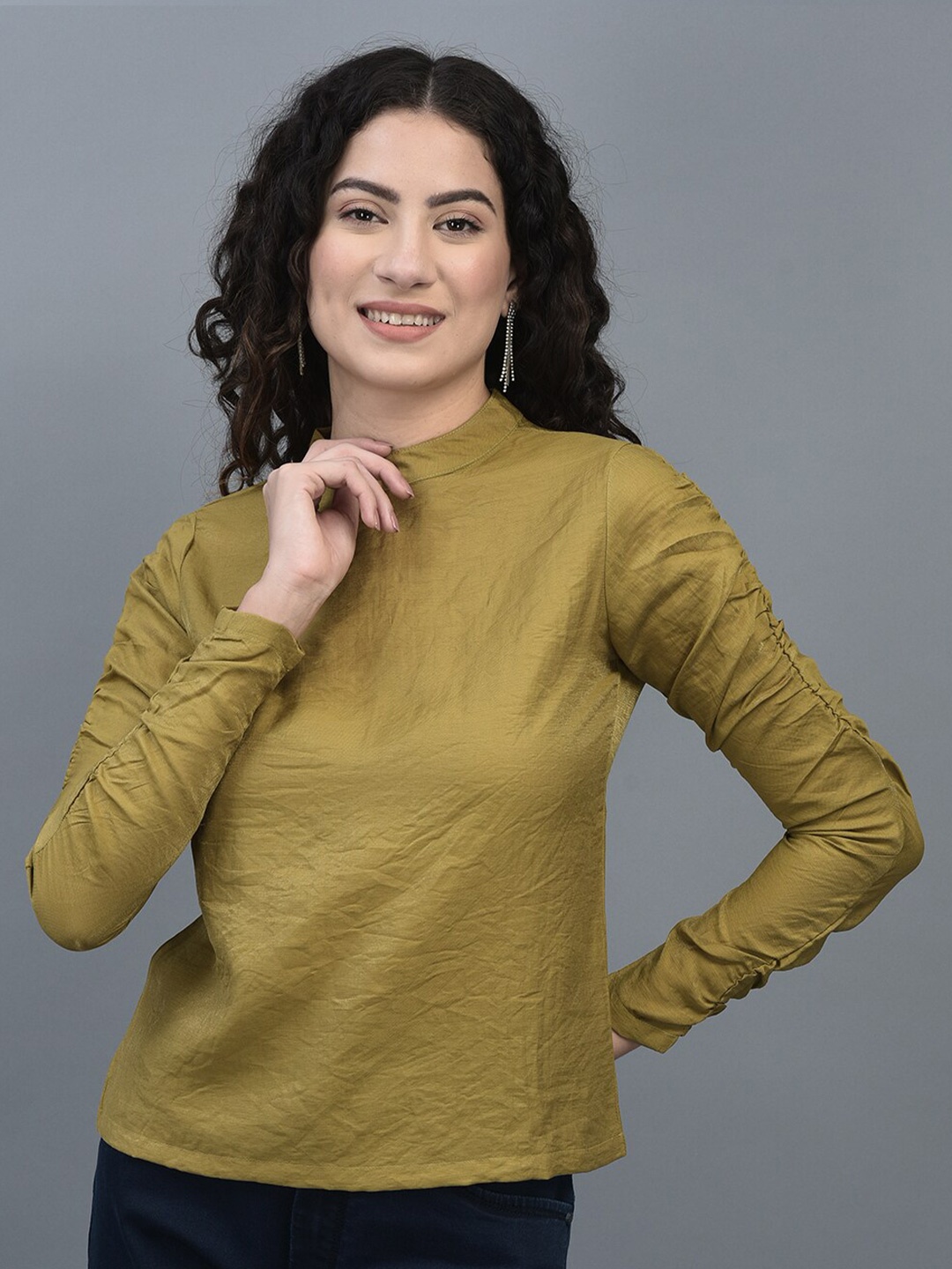 

CANOE High Neck Ruched Top, Mustard