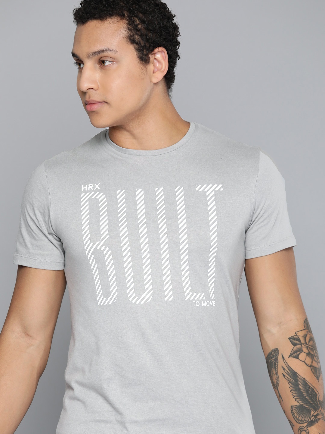 

HRX by Hrithik Roshan Men Typography Printed Pure Cotton T-shirt, Grey