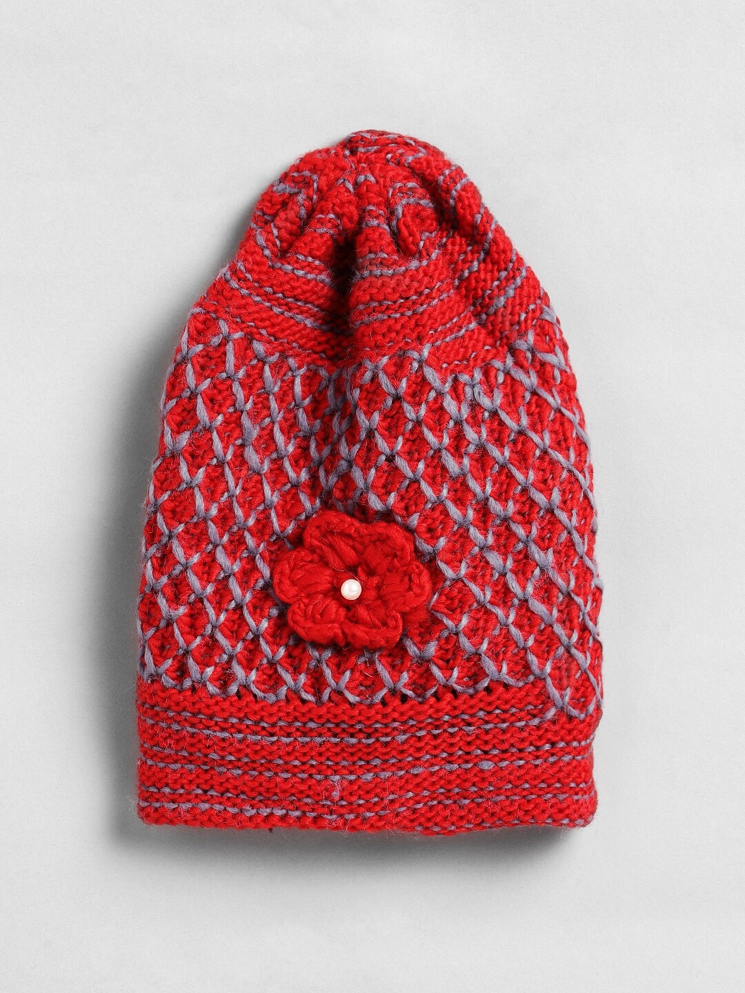 

EL REGALO Women Self Design Woollen Beanie, Red