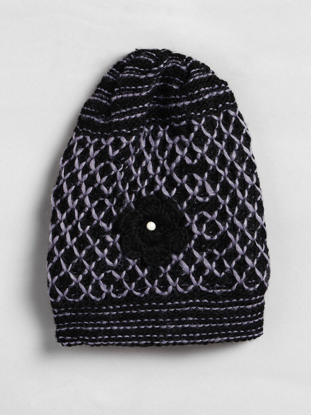 

EL REGALO Women Self Design Woollen Beanie, Black