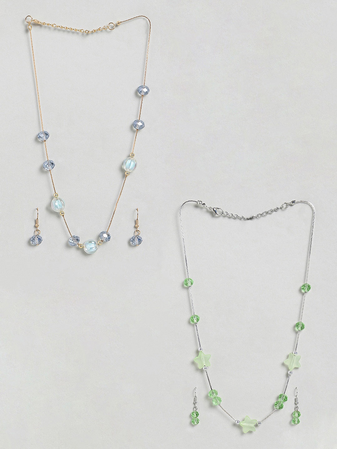 

EL REGALO Set Of 2 Beaded Earrings & Nacklace, Blue