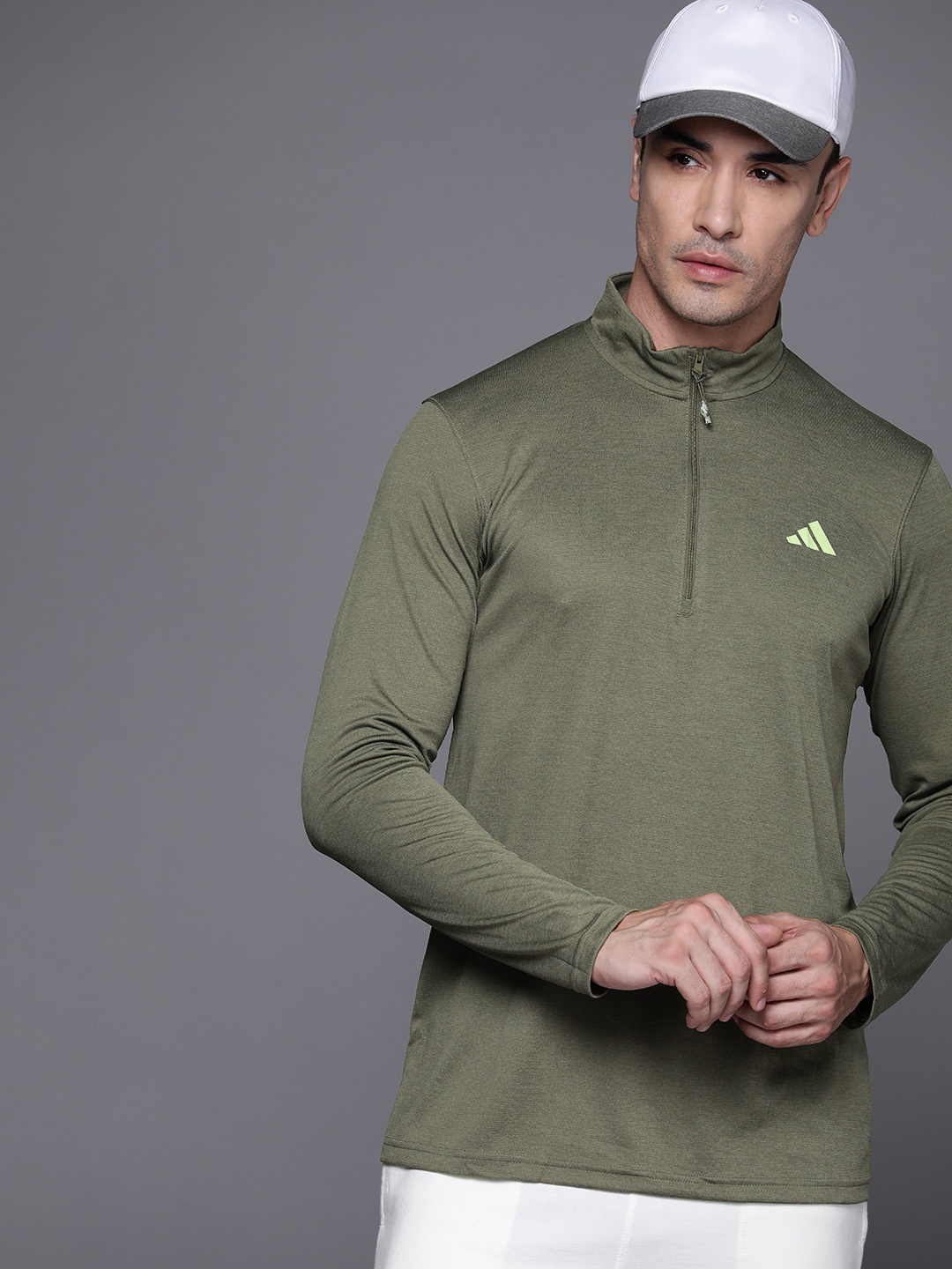 

ADIDAS Essential+ 1I4 Zip Training T-shirt, Olive