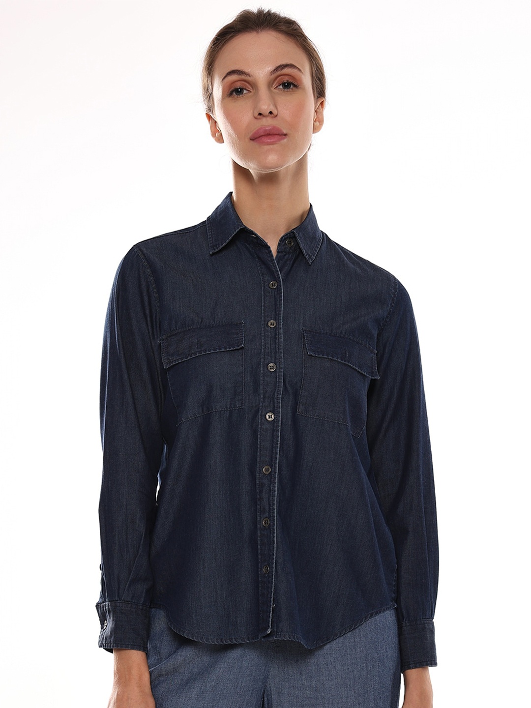 

Gazillion Smart Spread Collar Pure Cotton Casual Shirt, Blue