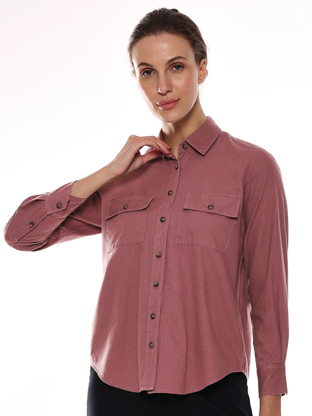 

Gazillion Smart Corduroy Weave Pure Cotton Casual Shirt, Pink