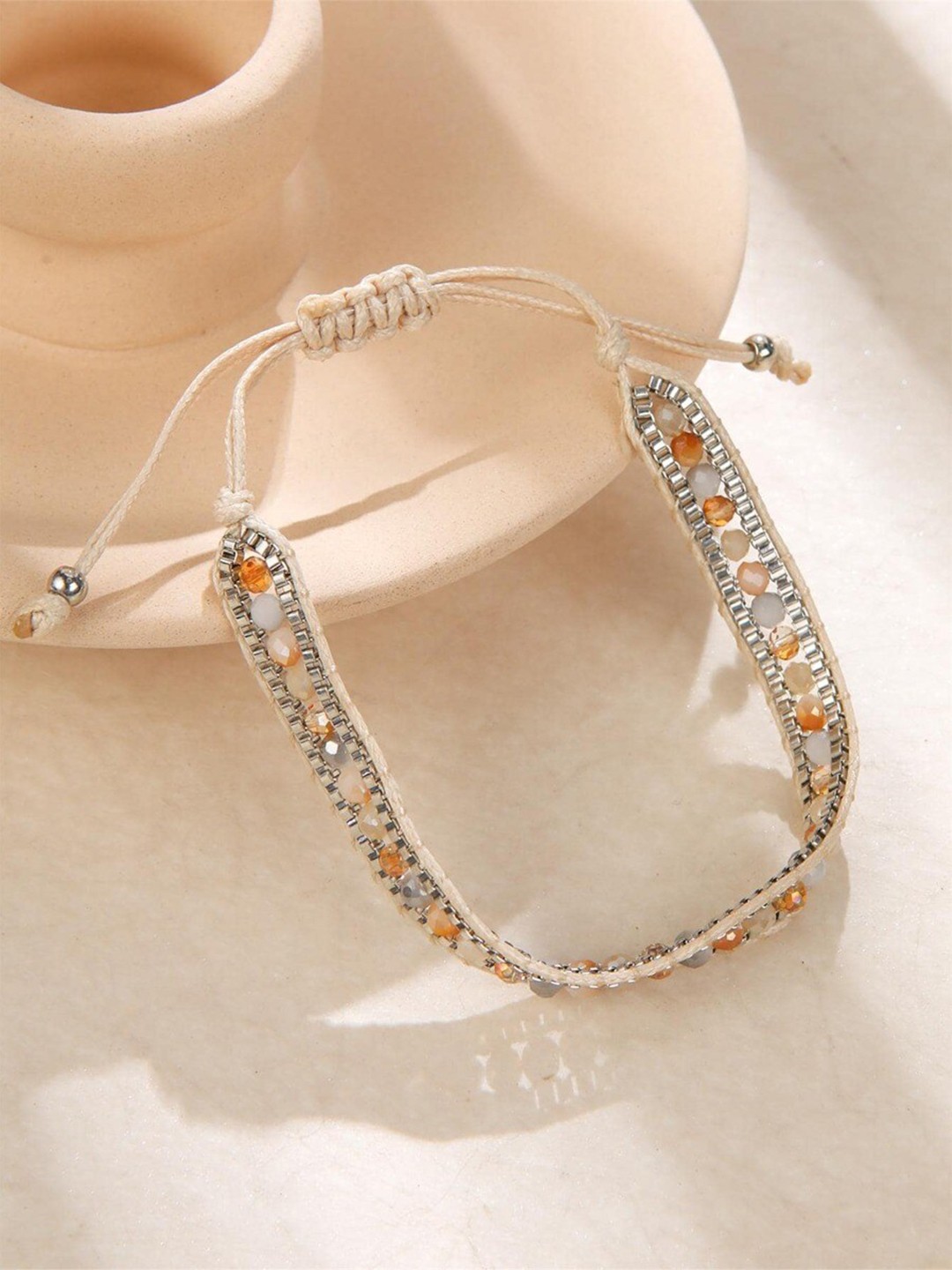 

EL REGALO Beaded Wraparound Bracelet, Peach