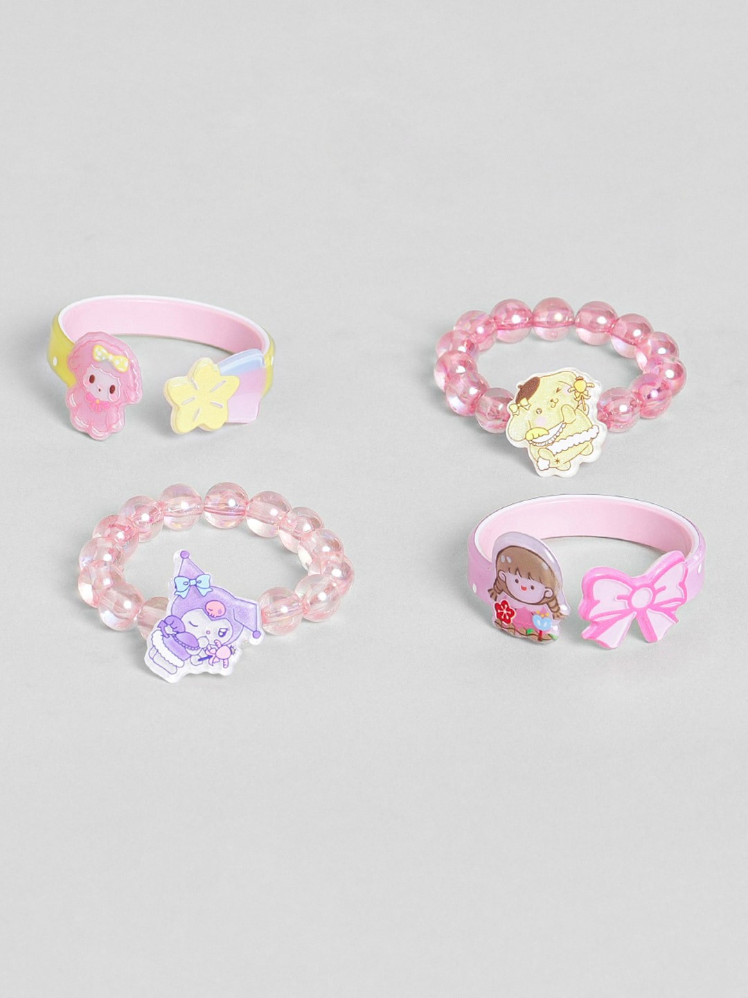 

EL REGALO Girls Set Of 4 Beaded Elasticated Bracelet, Pink