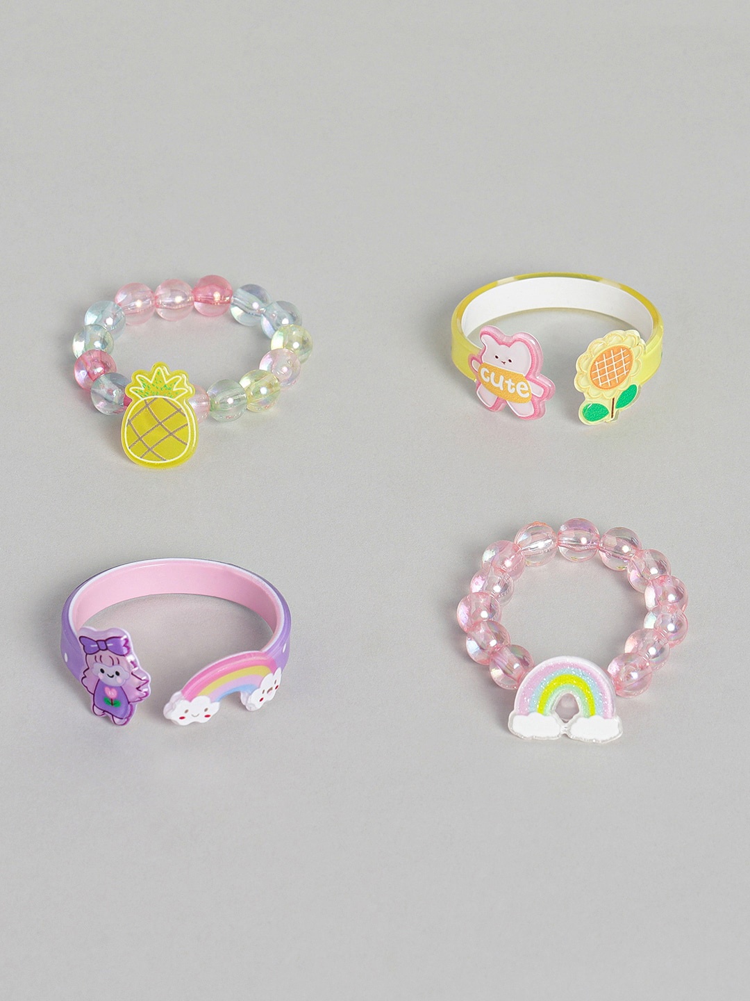 

EL REGALO Girls Set Of 4 Beaded Elasticated Bracelets, Pink