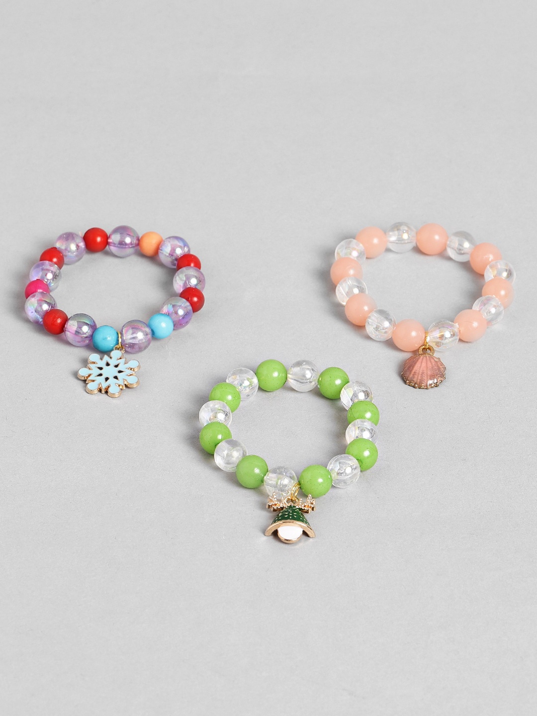 

EL REGALO Girls Set Of 3 Beaded Elasticated Bracelets, Green