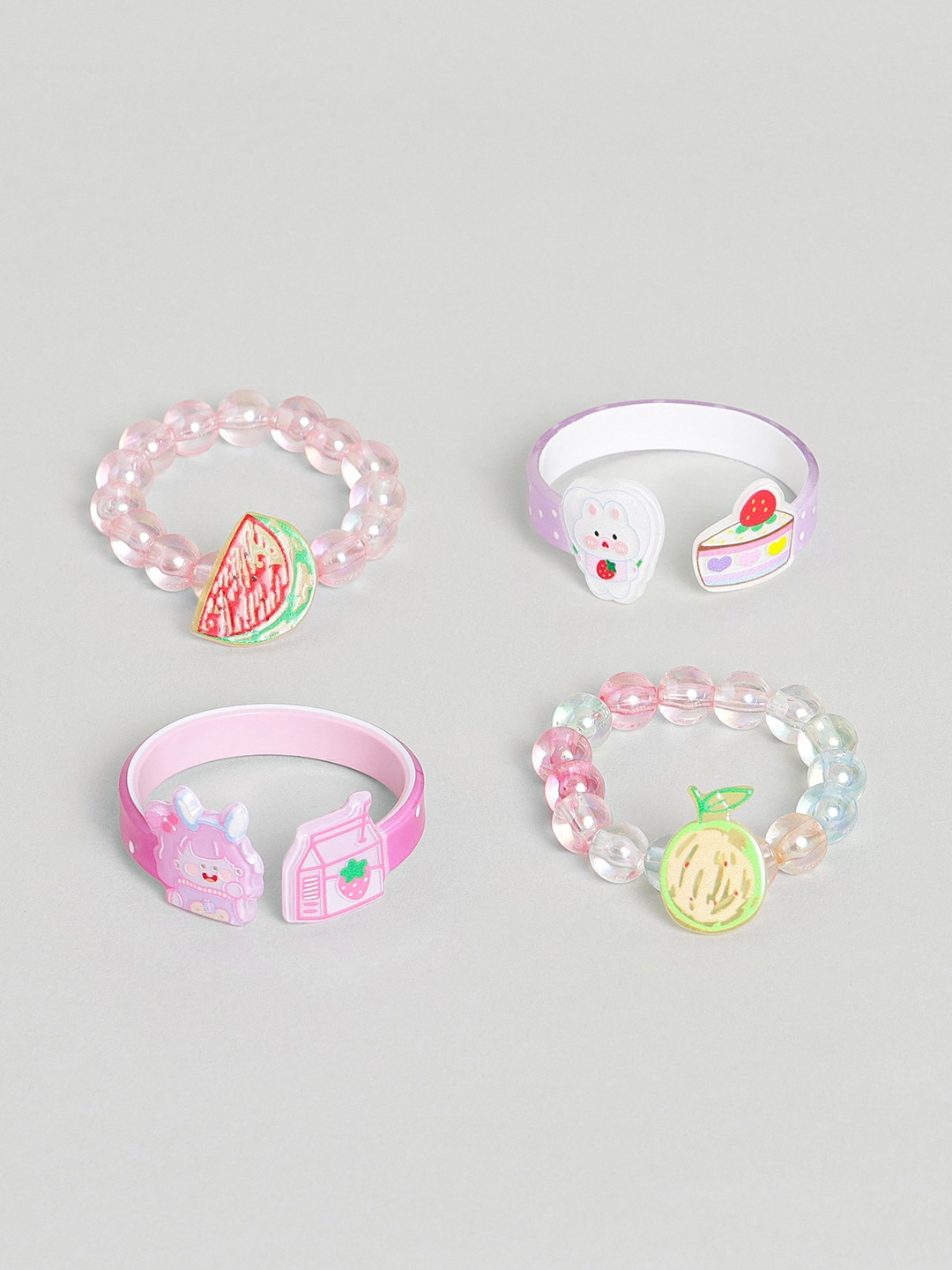 

EL REGALO Girls Set Of 4 Beaded Elasticated Bracelets, Pink
