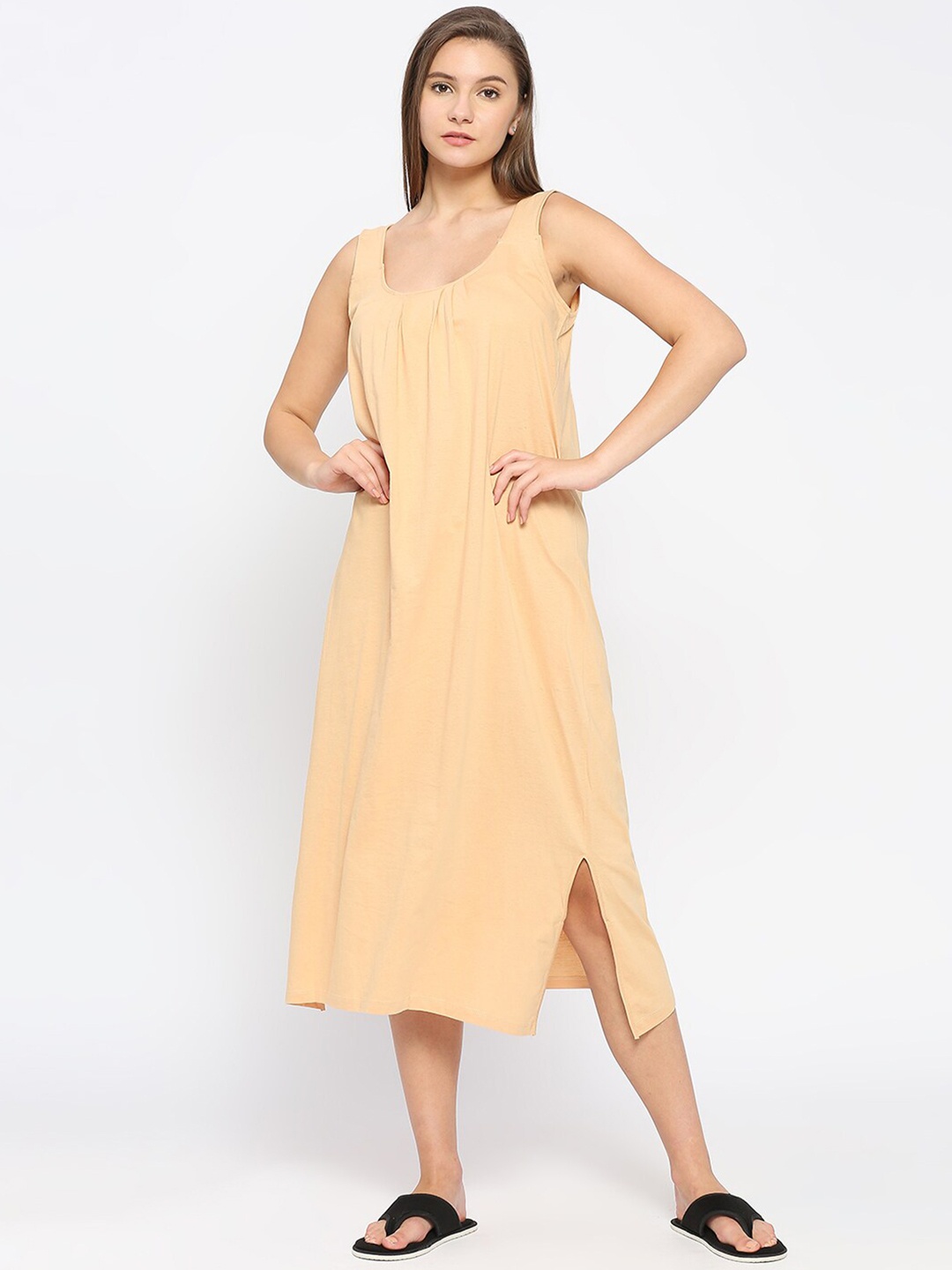 

RedRose Cotton Nighty Longline Slip, Beige