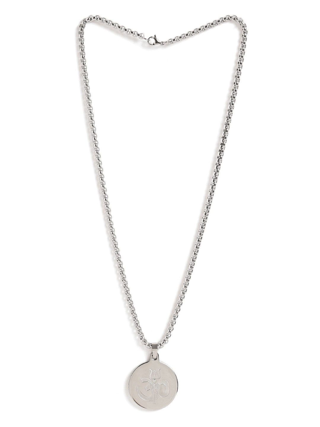 

EL REGALO Men Stainless Steel Om Design Pendant With Chain, Silver