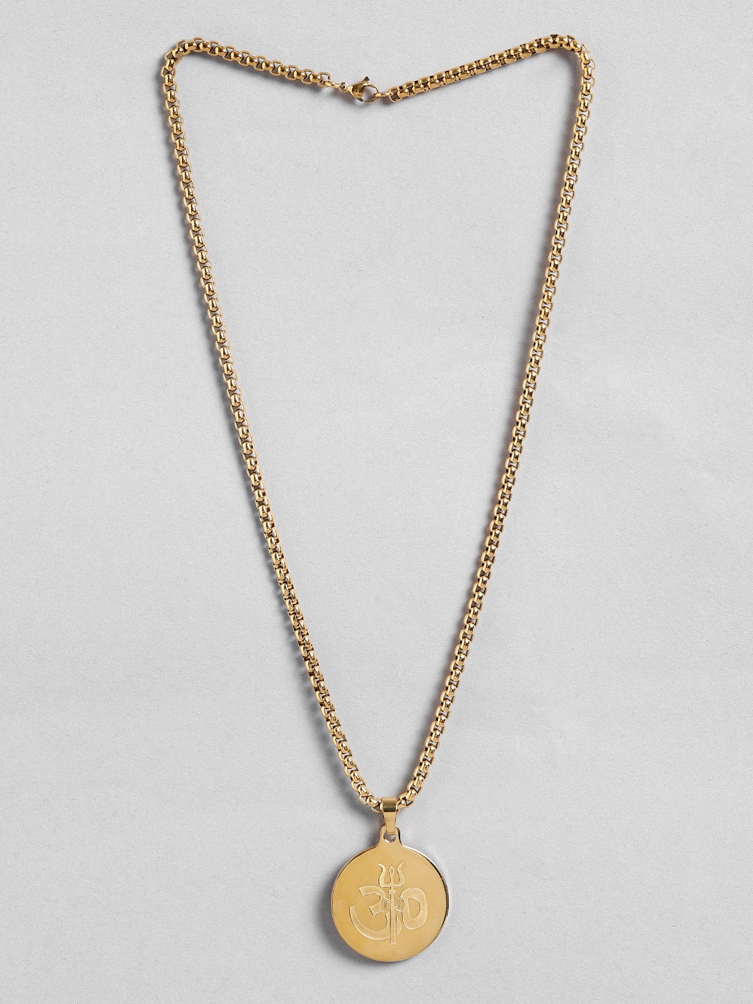 EL REGALO Stainless Steel Om Design Pendant With Chain, Gold