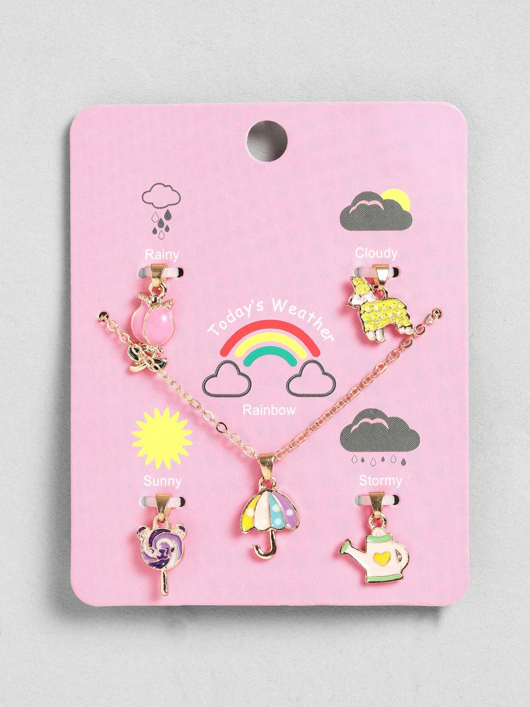 

EL REGALO Girls Set Of 5 Charm Pendant With Chain, Gold