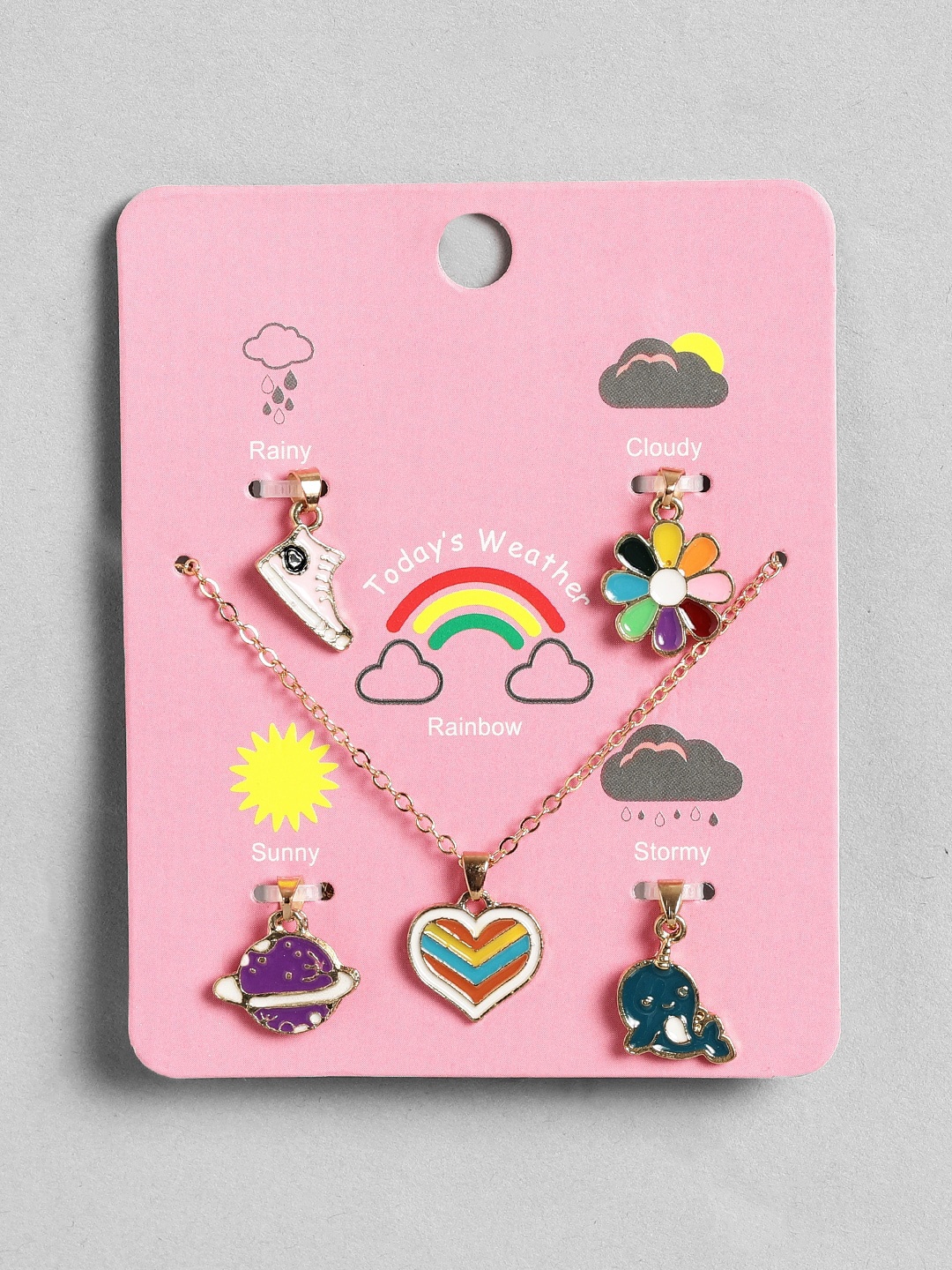 

EL REGALO Set Of 5 Pendants With Chain, Rose gold