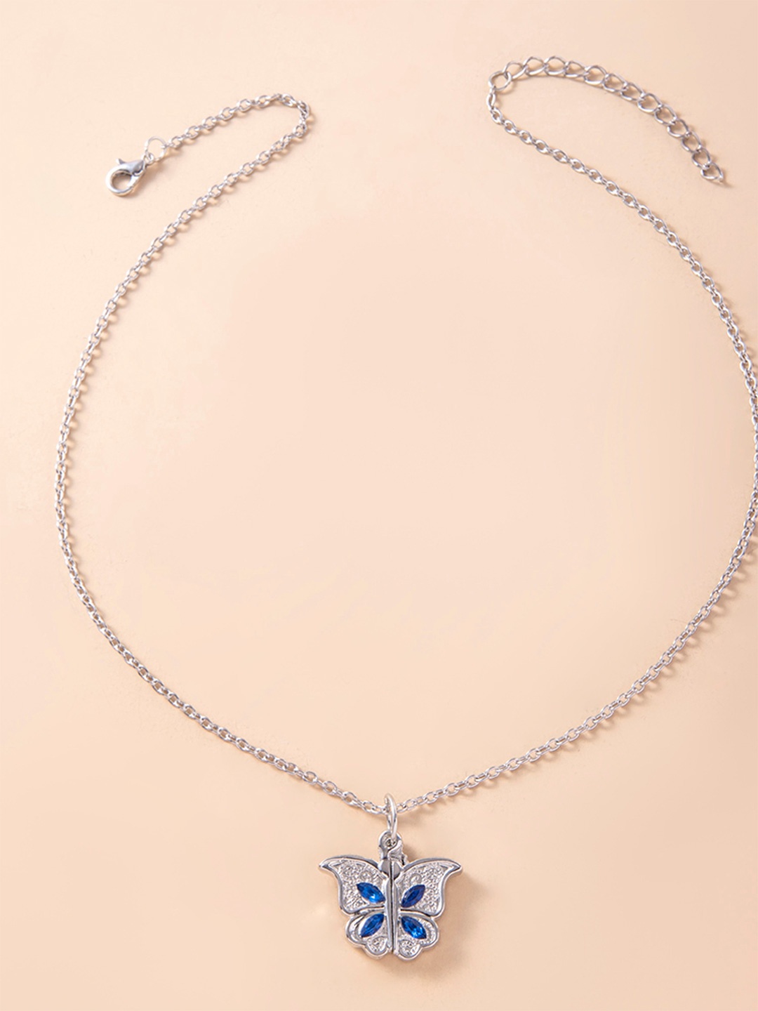 

EL REGALO Stainless Steel Butterfly Pendant With Chain, Silver