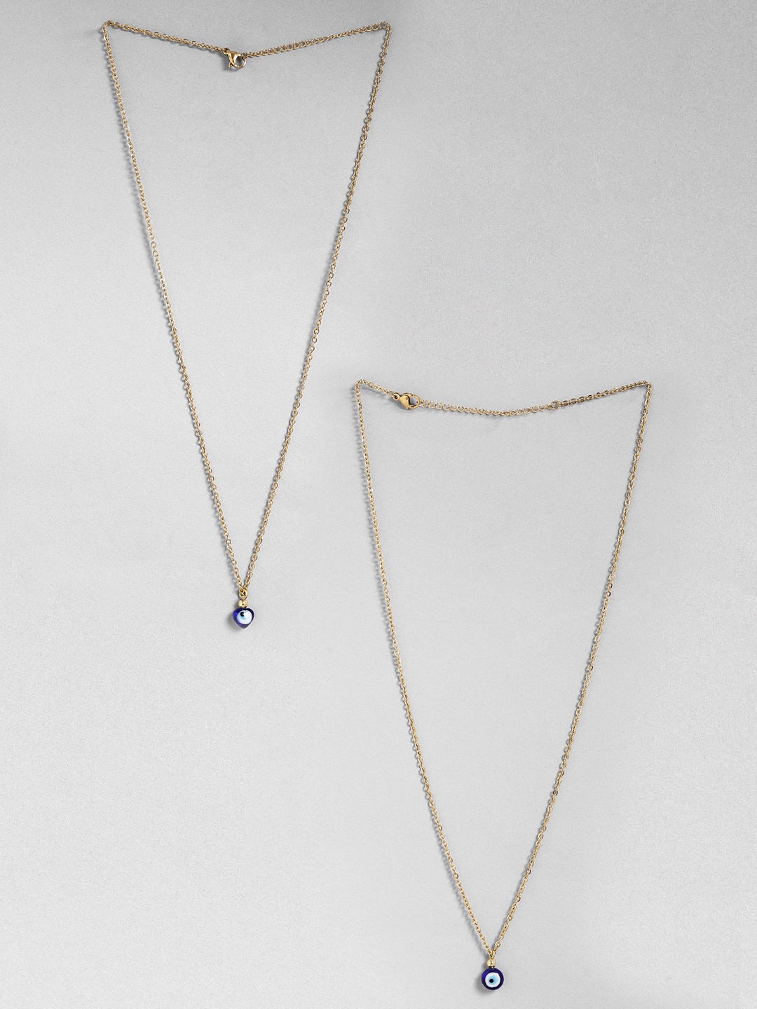 

EL REGALO Set Of 2 Evil Eye Pendant With Chain, Blue