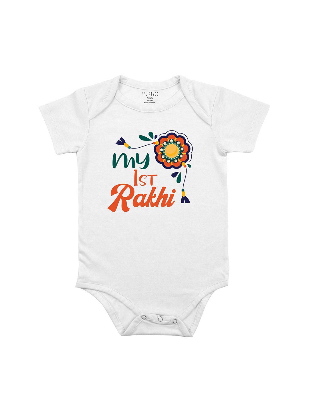 

FFLIRTYGO Infants Kids Typography Printed Pure Cotton Bodysuit, White