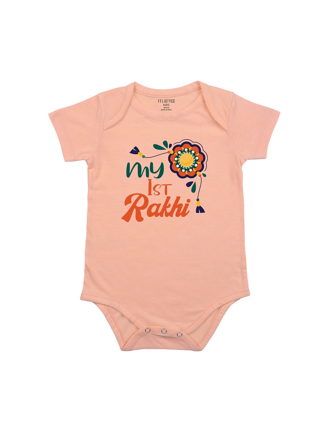 

FFLIRTYGO Infants Typography Printed Cotton Bodysuit, Peach