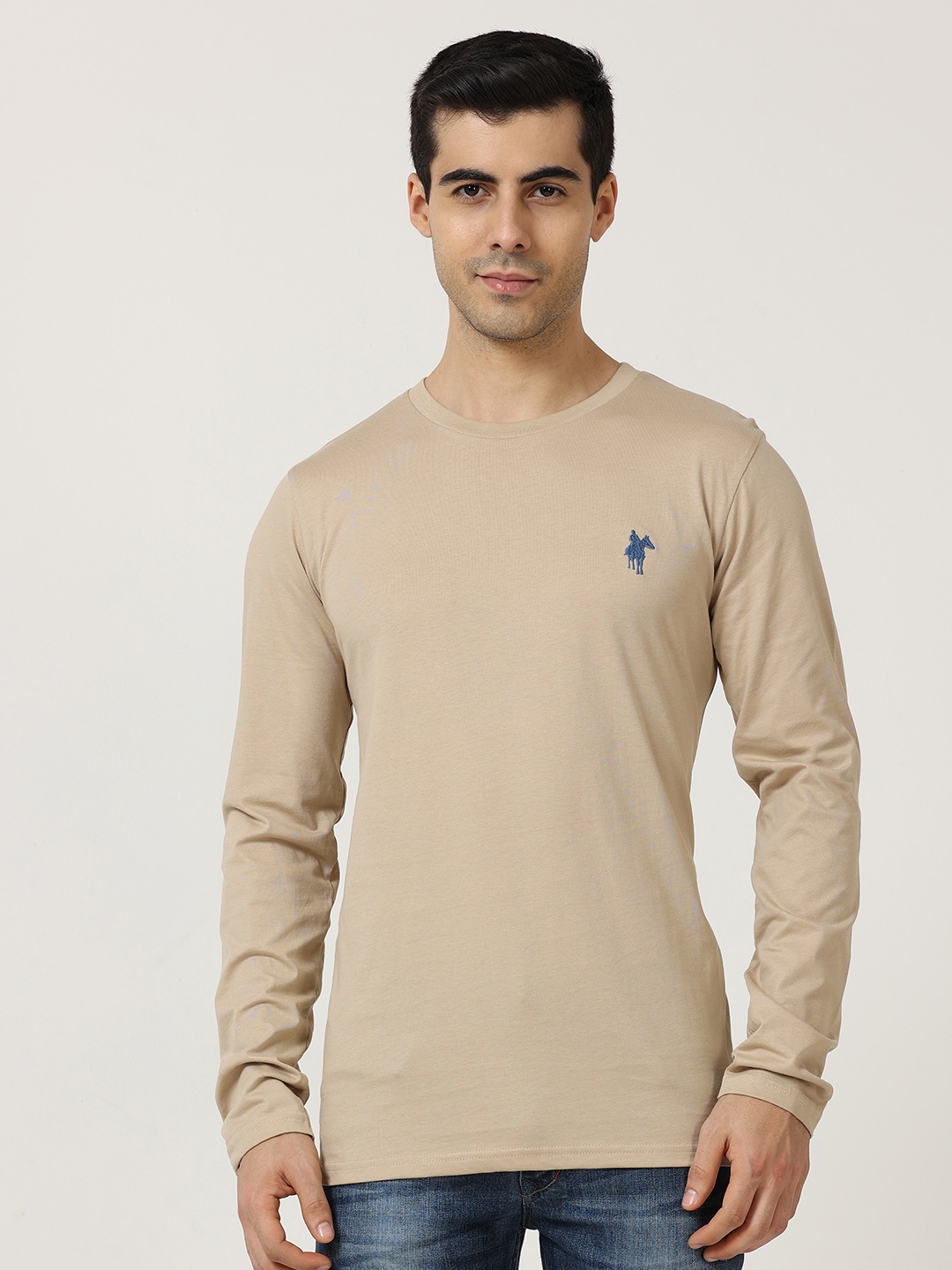

Masculino Latino Men Round Neck Cotton T-shirt, Beige