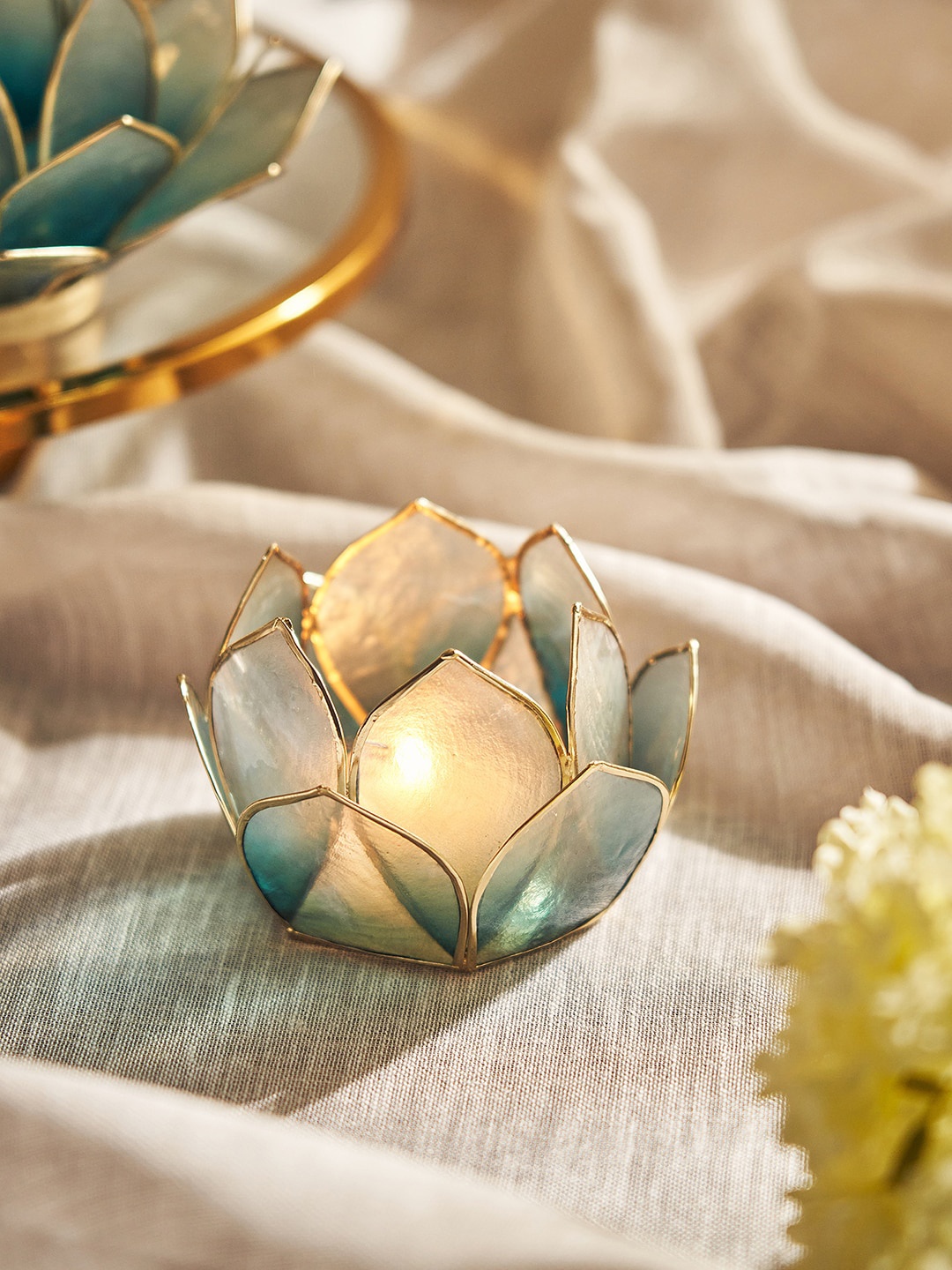

Pure Home and Living Blue Textured Tea Light Holder