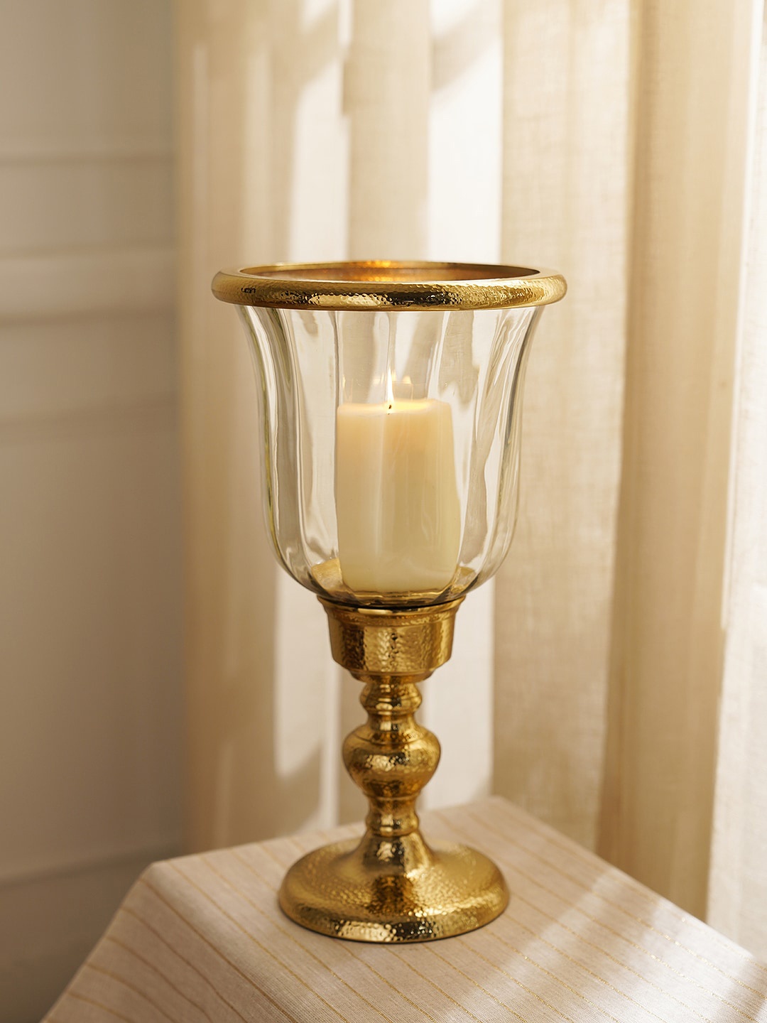 

Pure Home and Living Textured Tea Light Holder, Gold