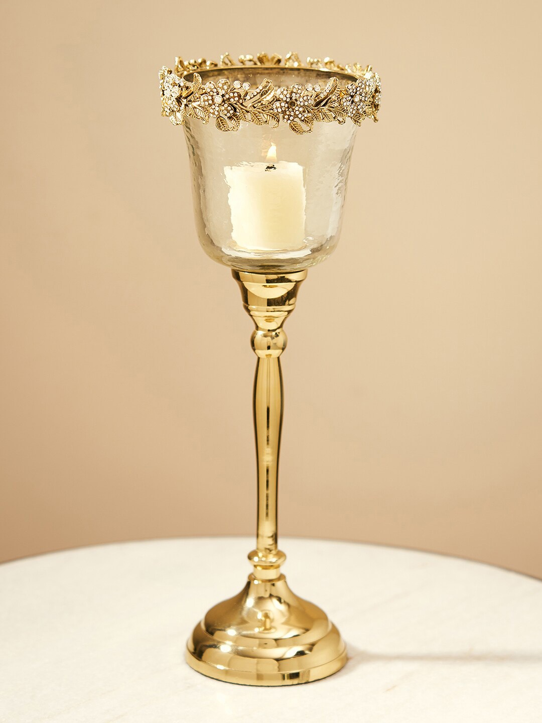 

Pure Home and Living Transparent Rhinestone-Studded Tea Light Holder