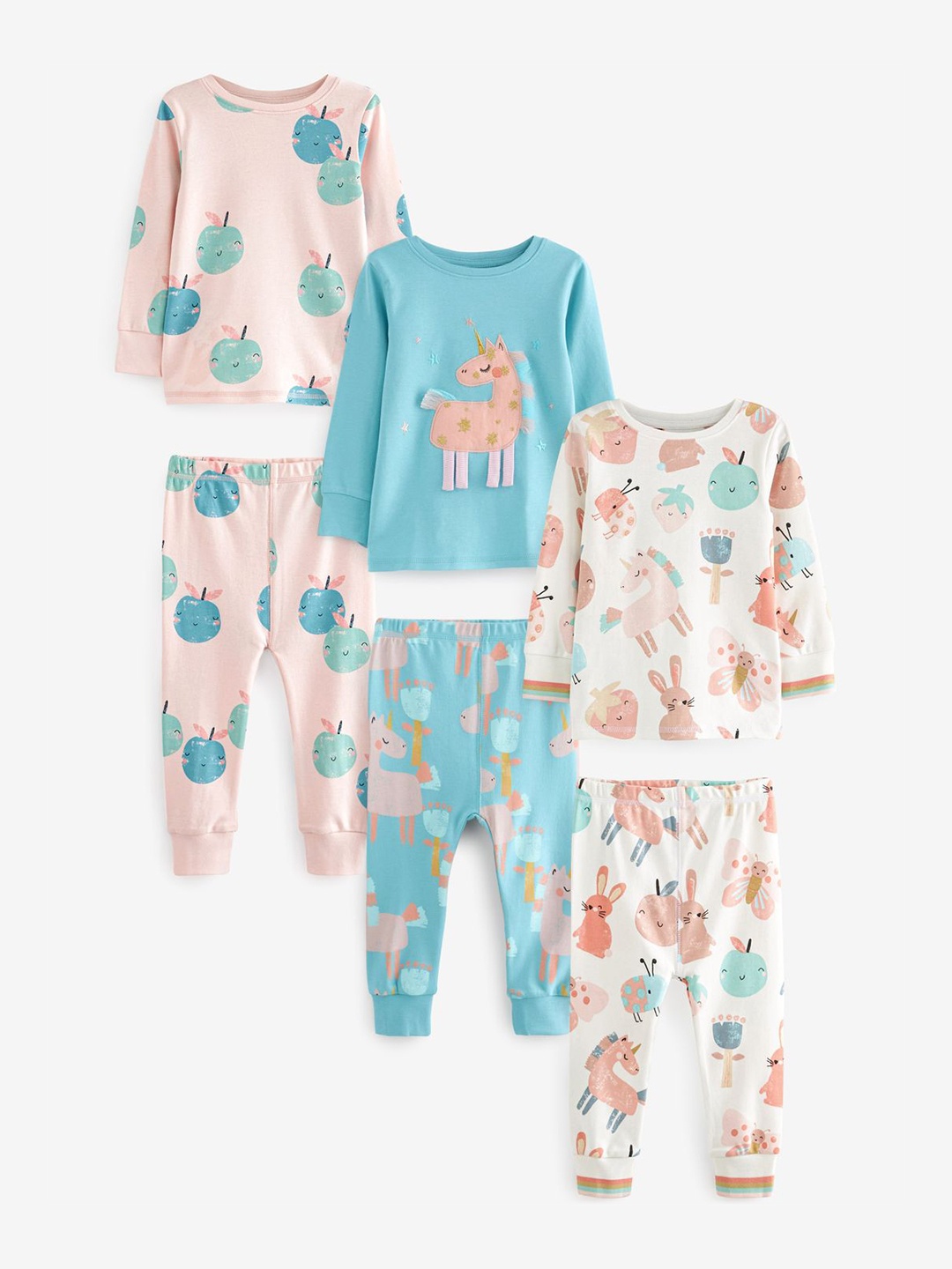 

NEXT Infants Girls Pack Of 3 Printed Pure Cotton Clothing Set, Multi