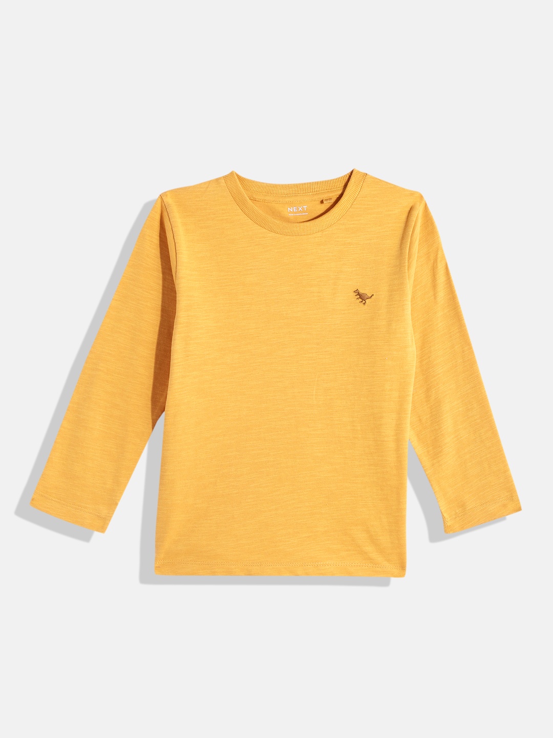 

NEXT Boys Solid Knitted Pure Cotton T-shirt With Minimal Embroidered Detail, Yellow