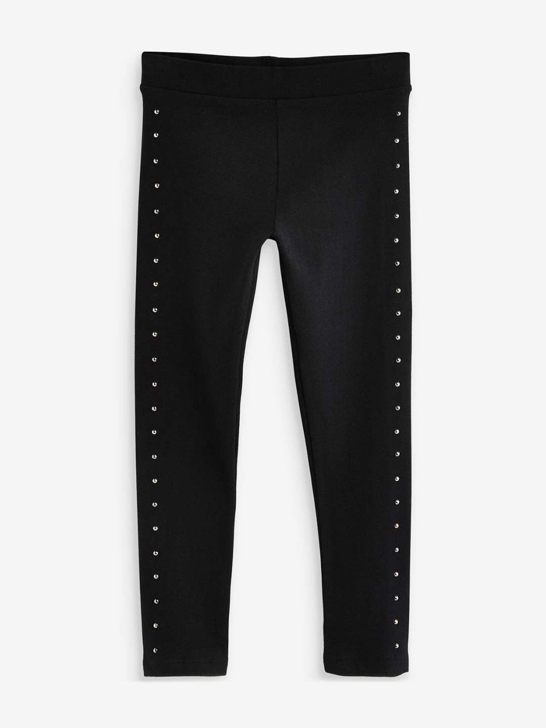 

NEXT Girls Studded Regular Fit Mid-Rise Knitted Ankle Length Leggings, Black