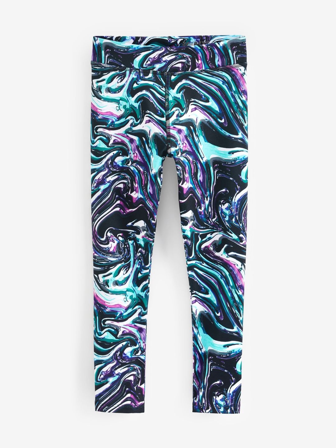 

NEXT Girls Abstract Print Regular Fit Mid-Rise Knitted Ankle Length Leggings, Black