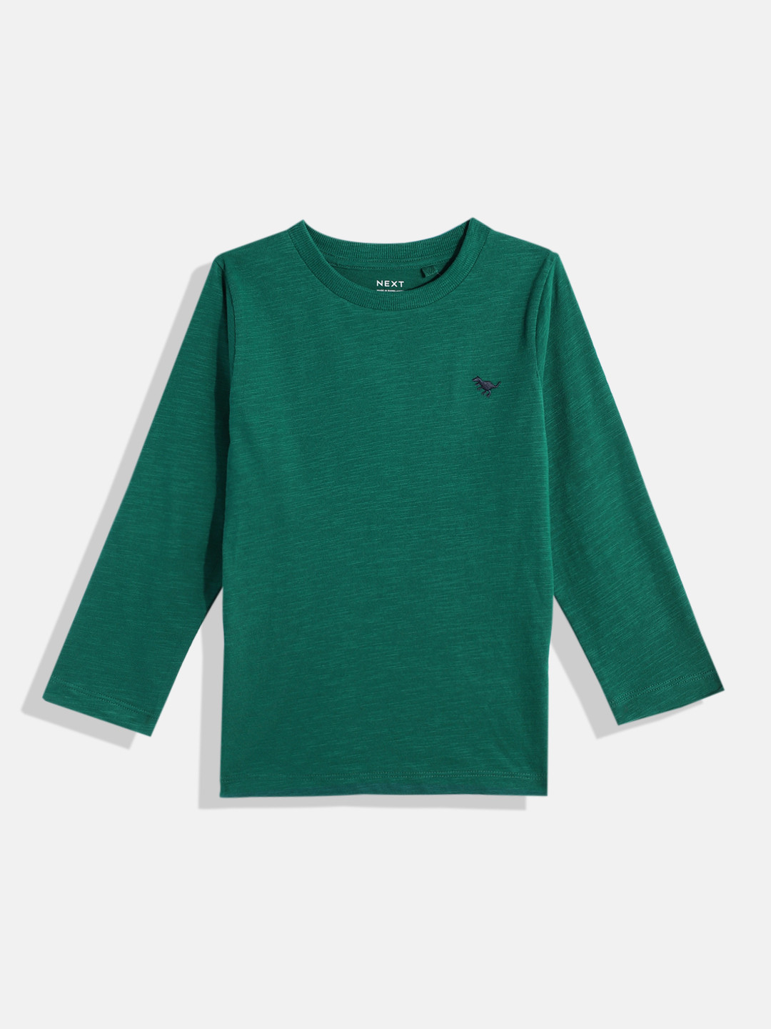 

NEXT Boys Solid Knitted Pure Cotton T-shirt With Minimal Embroidered Detail, Green