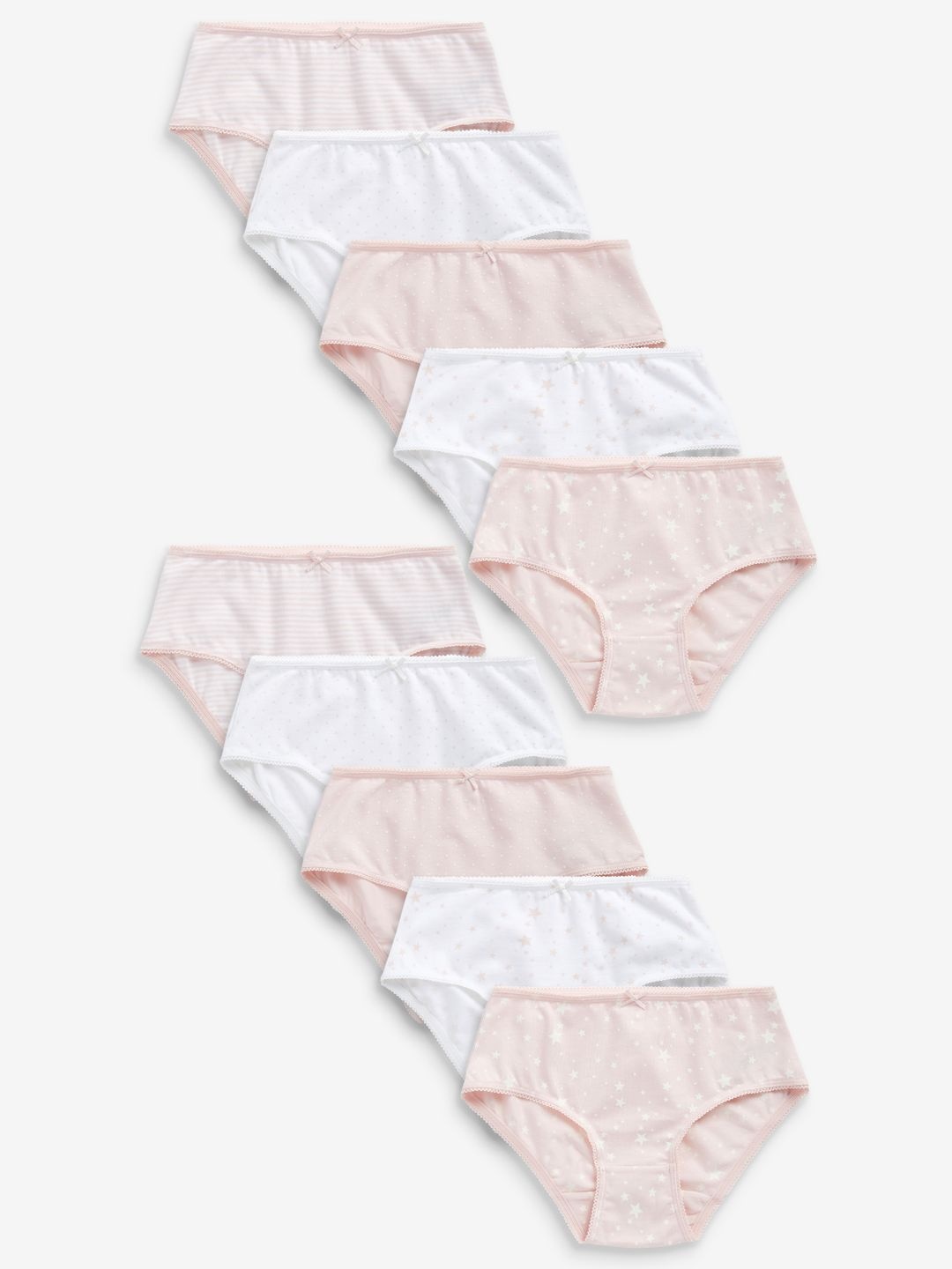 

NEXT Infant Girls Pack Of 10 Printed Basic Briefs, Pink
