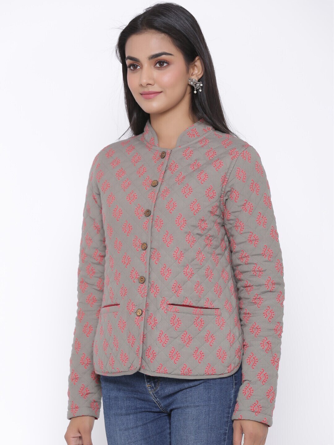 

SUTI Ethnic Motifs Printed Lightweight Tailored Jacket, Maroon