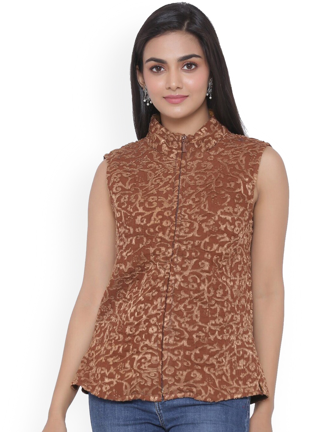 

SUTI Floral Printed Lightweight Cotton Tailored Jacket, Brown