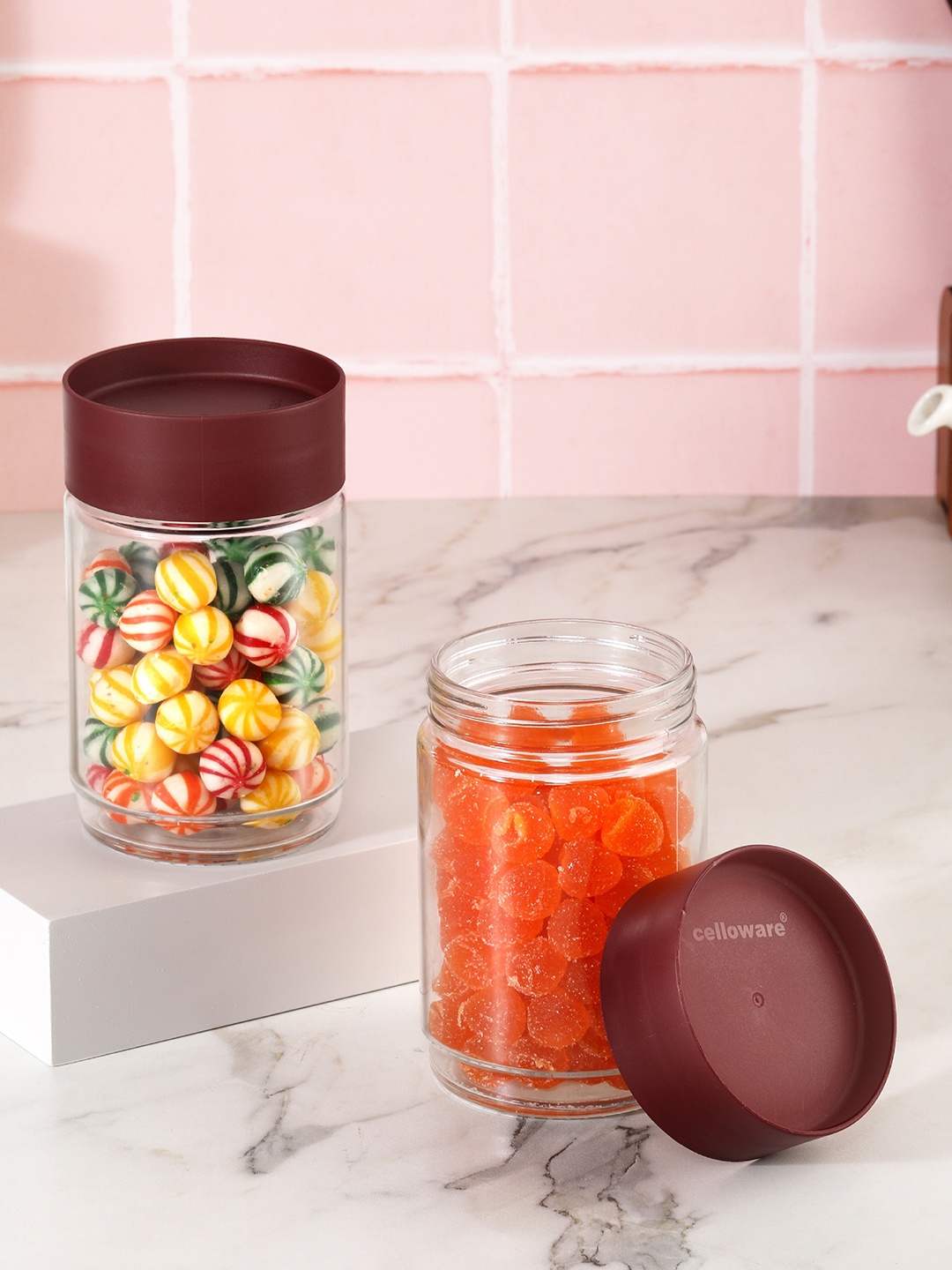 

Cello Modustack 2-Pieces Maroon Glassy Storage Jar 750 ml Each