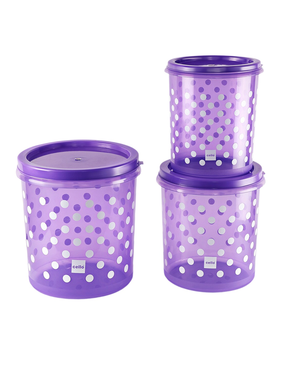 

Cello Hi Fresh 3-Pcs Violet & White Printed Food Containers 7L & 10L & 15L