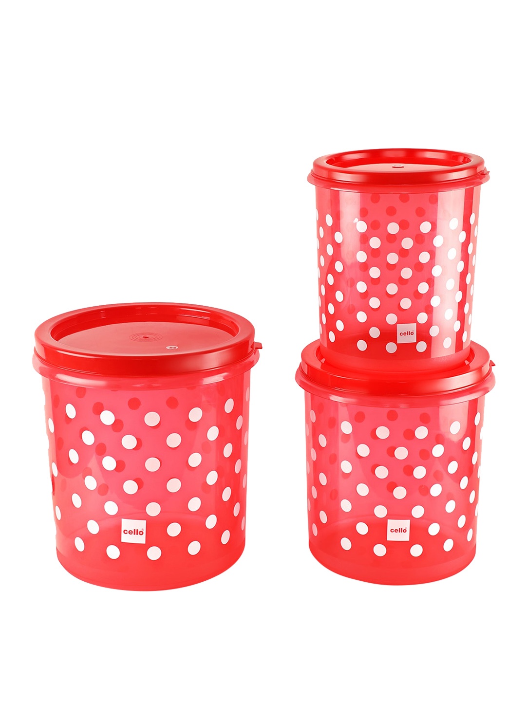 

Cello Hi Fresh 3-Pcs Red & White Printed Food Containers 7L & 10L & 15L