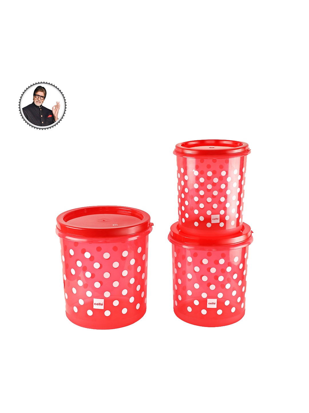 

Cello Hi Fresh 3-Pieces Red & White Printed Food Containers 5L & 7L & 10L