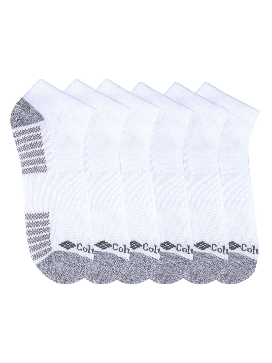 

Columbia Men Pack Of 6 Ns/Piq Ftbed Ankle-Length Socks, White