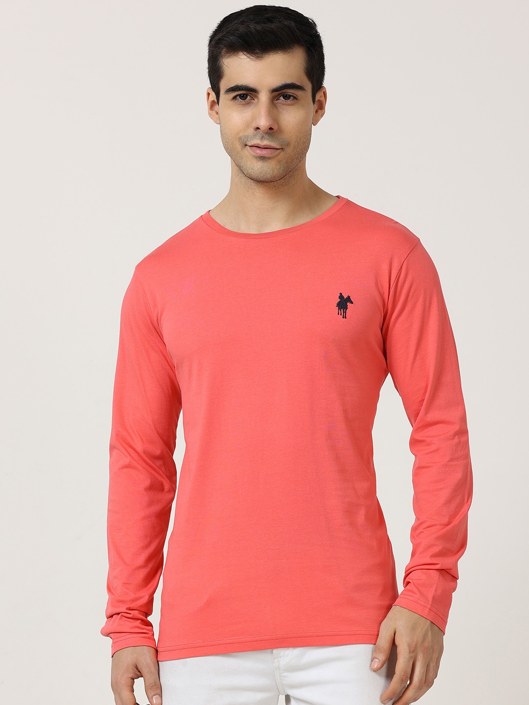 

Masculino Latino Plus Round Neck Regular Fit Cotton T-shirt, Coral